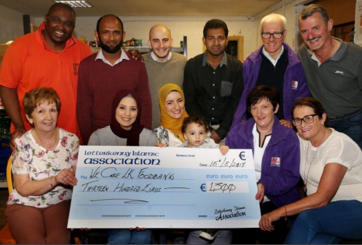 A cheque presented to the food bank by LIA